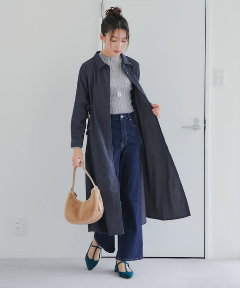 コーデュロイサイドリボンワンピース