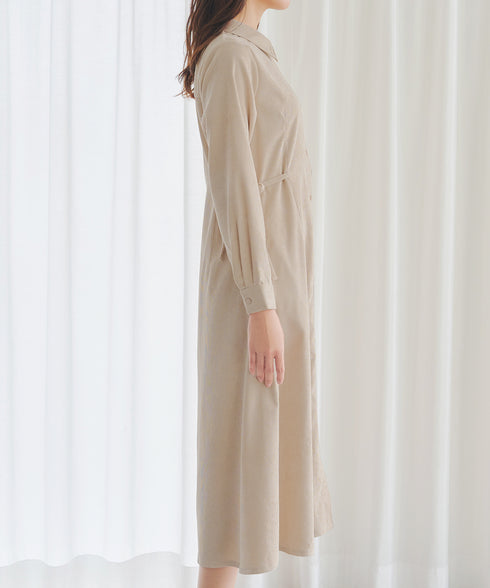 コーデュロイサイドリボンワンピース