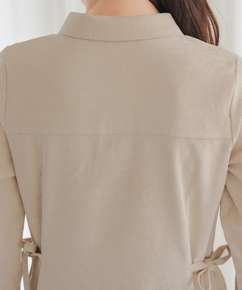 コーデュロイサイドリボンワンピース