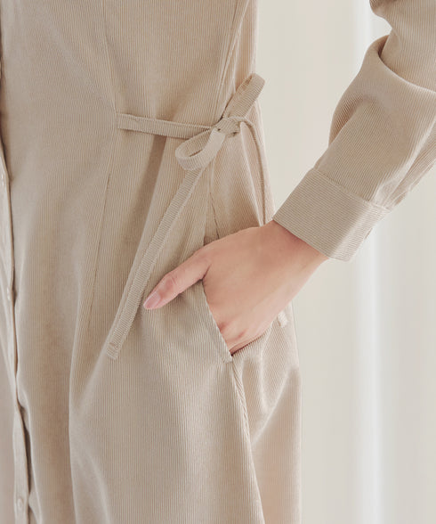 コーデュロイサイドリボンワンピース