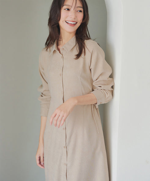 コーデュロイサイドリボンワンピース
