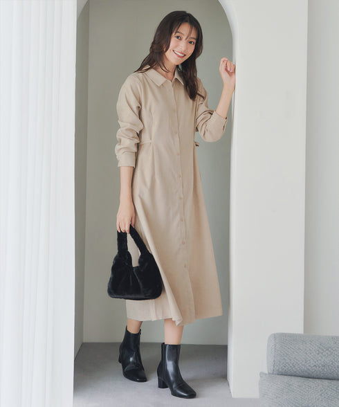 コーデュロイサイドリボンワンピース