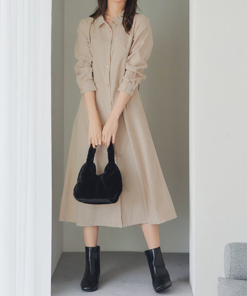 コーデュロイサイドリボンワンピース