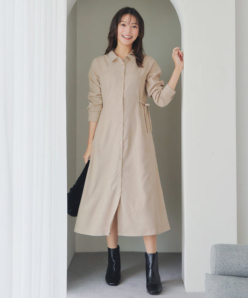 コーデュロイサイドリボンワンピース