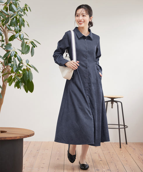 コーデュロイサイドリボンワンピース