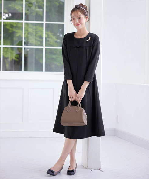 【安田美沙子さん着用】フレアAラインリボンワンピース