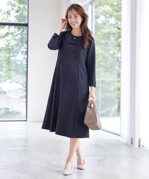 【安田美沙子さん着用】フレアAラインリボンワンピース