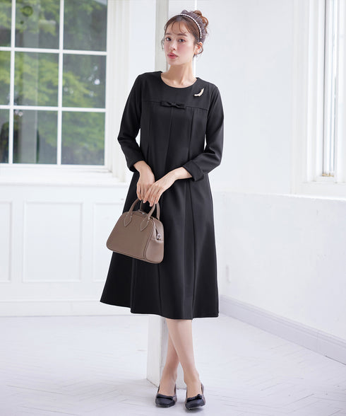 【安田美沙子さん着用】フレアAラインリボンワンピース