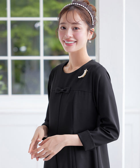 【安田美沙子さん着用】フレアAラインリボンワンピース