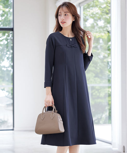 【安田美沙子さん着用】フレアAラインリボンワンピース