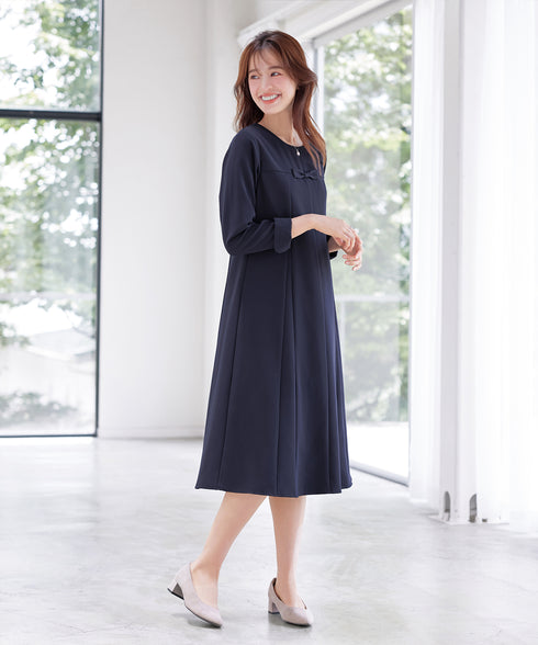 【安田美沙子さん着用】フレアAラインリボンワンピース