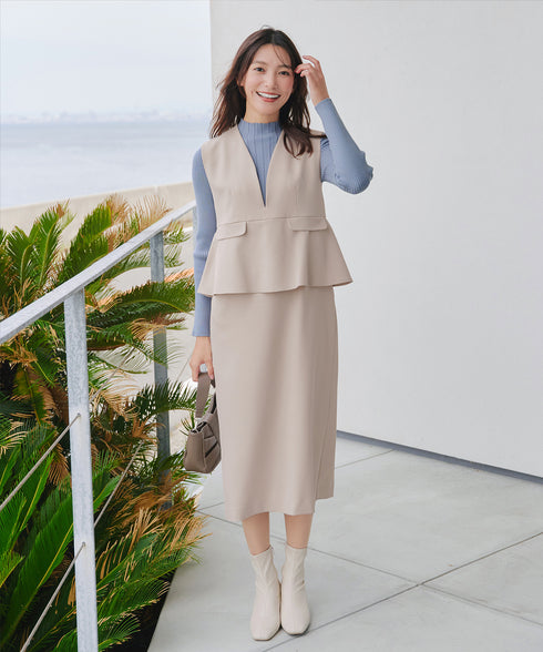 【安田美沙子さん着用】ペプラムジャンスカワンピース