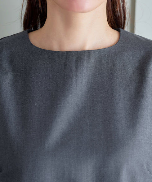 裾フレアパフスリーブワンピース