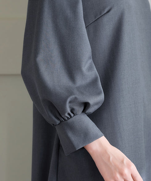 裾フレアパフスリーブワンピース