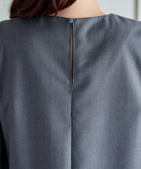 裾フレアパフスリーブワンピース