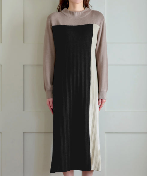 配色切替ニットワンピース
