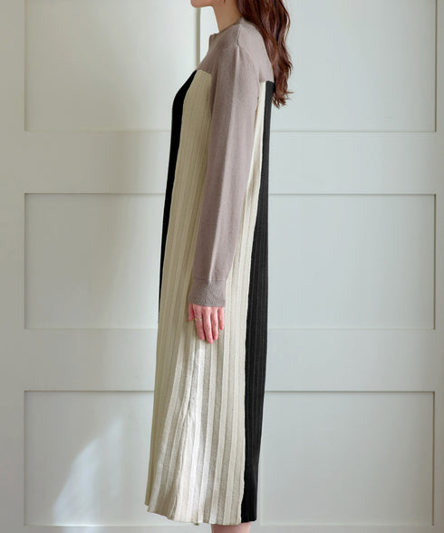 配色切替ニットワンピース