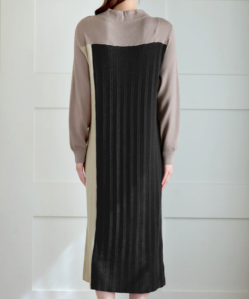 配色切替ニットワンピース