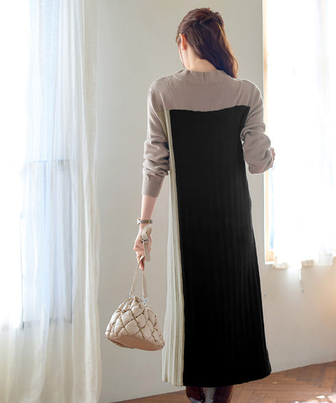 配色切替ニットワンピース