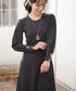 リブニットパフスリーブワンピース
