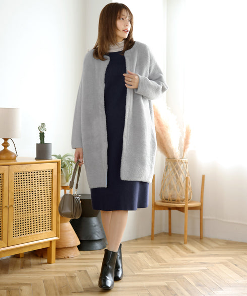 リブ切替デザインニットワンピース