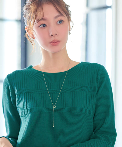 リブ切替デザインニットワンピース