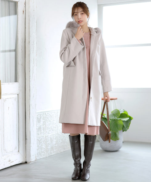 リブ切替デザインニットワンピース