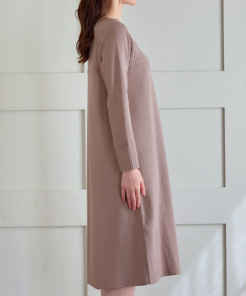 リブ切替デザインニットワンピース