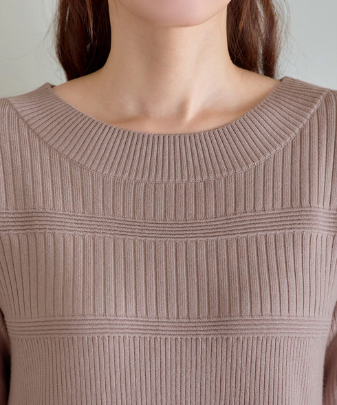 リブ切替デザインニットワンピース