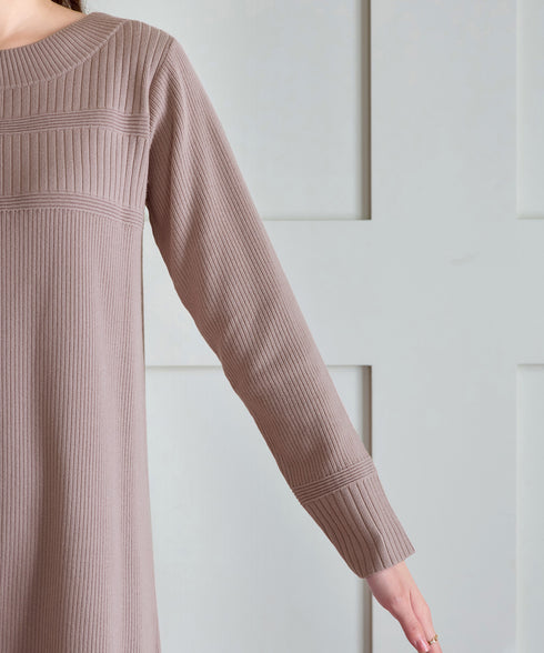 リブ切替デザインニットワンピース