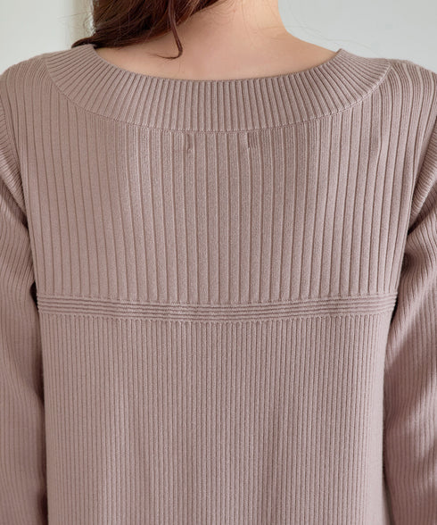 リブ切替デザインニットワンピース