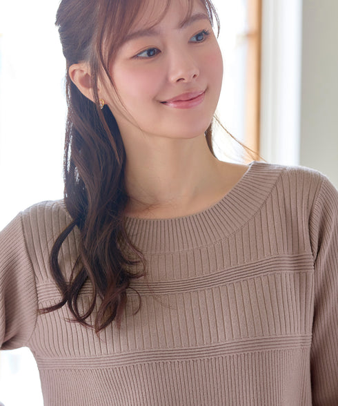 リブ切替デザインニットワンピース
