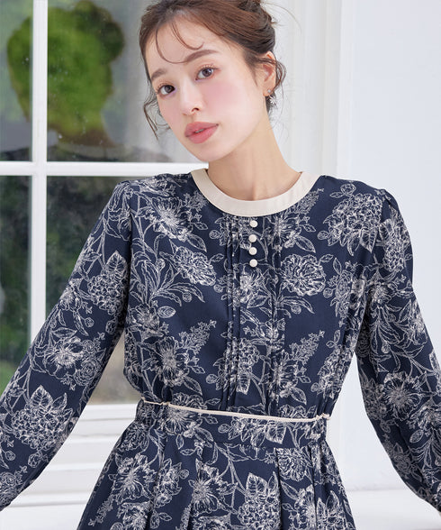 トワルドジュイ配色ワンピース