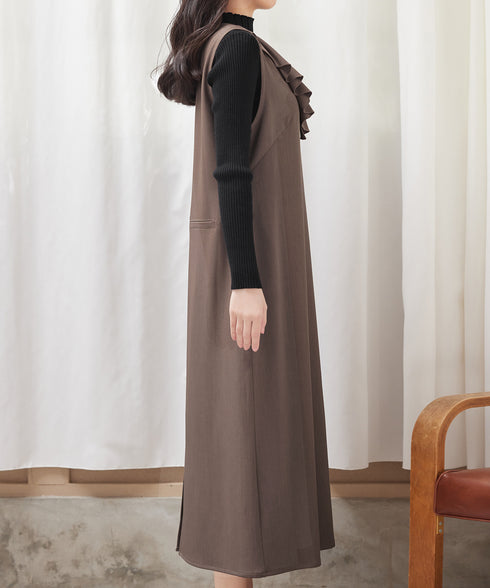 アシメフリルVネックジャンパースカート