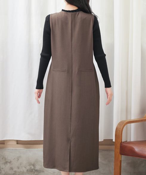 アシメフリルVネックジャンパースカート