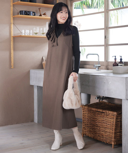 アシメフリルVネックジャンパースカート