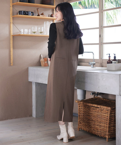 アシメフリルVネックジャンパースカート