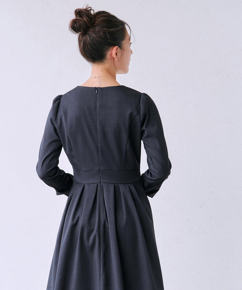 リボンウエスト切替ワンピース