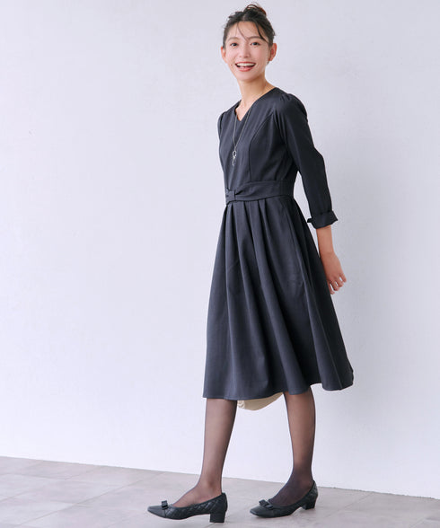 リボンウエスト切替ワンピース