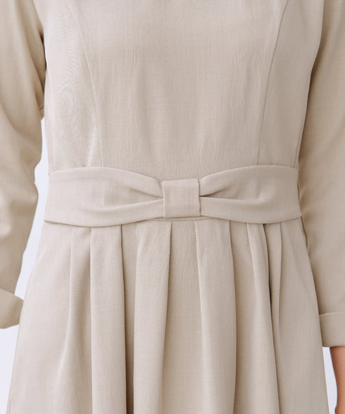 リボンウエスト切替ワンピース