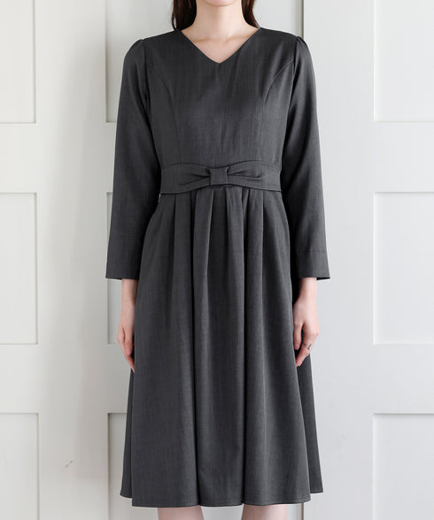リボンウエスト切替ワンピース