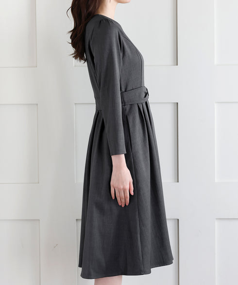 リボンウエスト切替ワンピース