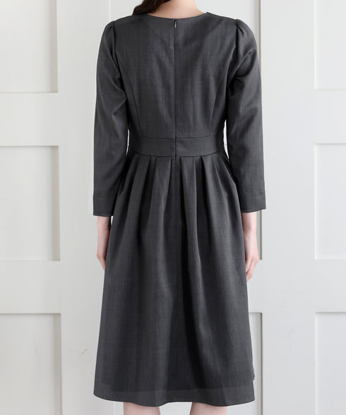 リボンウエスト切替ワンピース