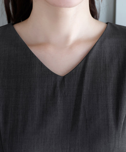 リボンウエスト切替ワンピース