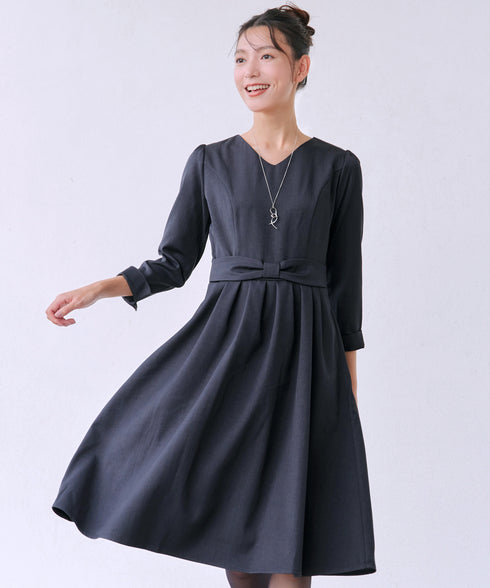 リボンウエスト切替ワンピース