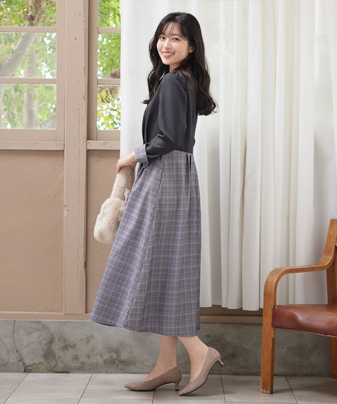 チェックドッキングワンピース