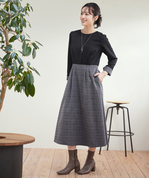 チェックドッキングワンピース