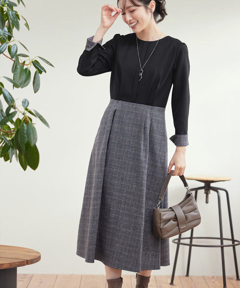 チェックドッキングワンピース