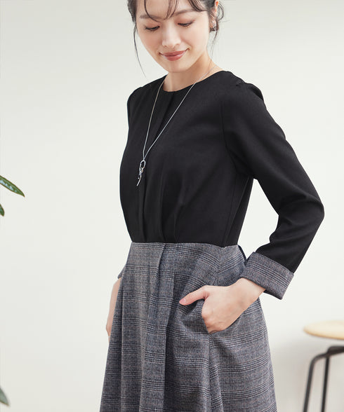 チェックドッキングワンピース