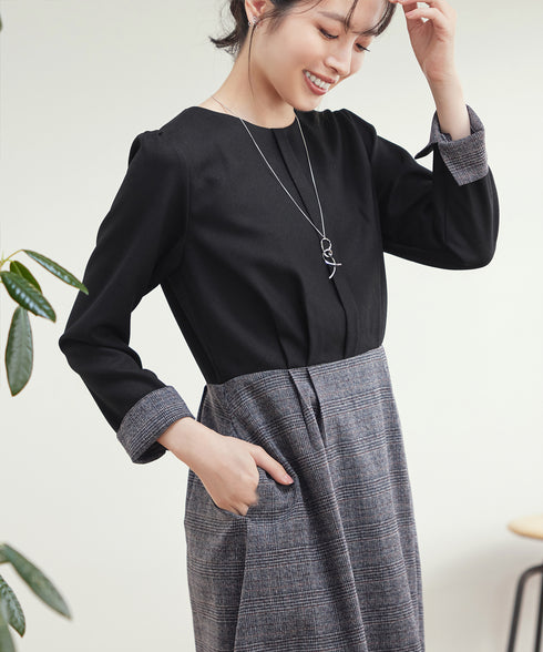 チェックドッキングワンピース